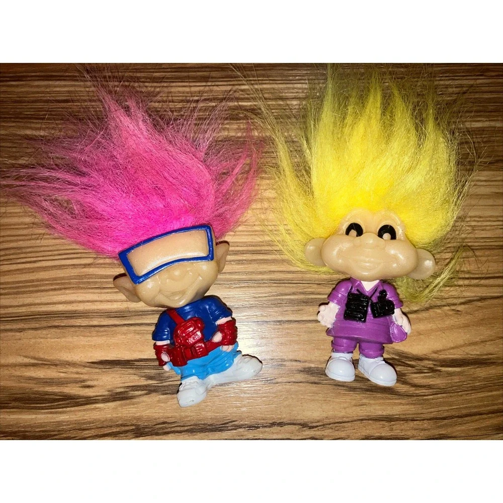 Lot of 2‎ Neon Hair Trolls Glow in the Dark Vtg 1993 Burger King Kids Club Dolls